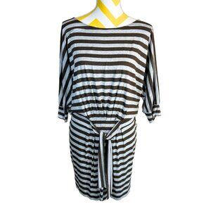 NWT Vince Striped Midi Dress • Size M • Brown/Gray